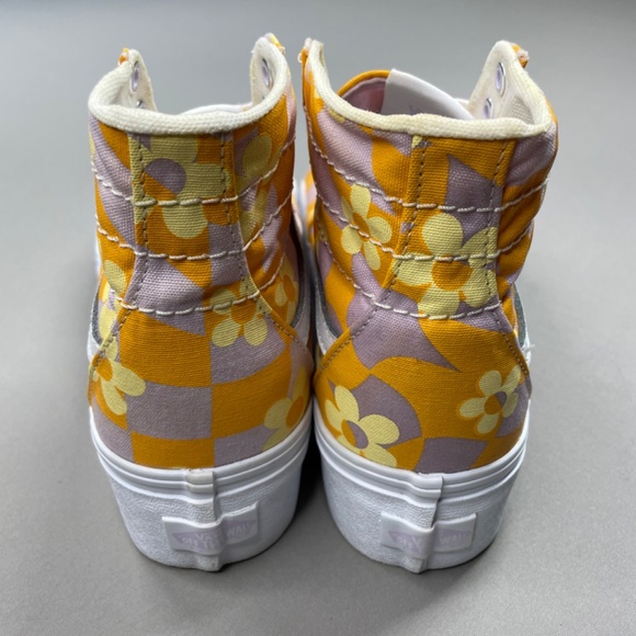 VANS Shoes Womens 8.5 purple orange checkerboard sk8-hi platform high top retro - Picture 5 of 14